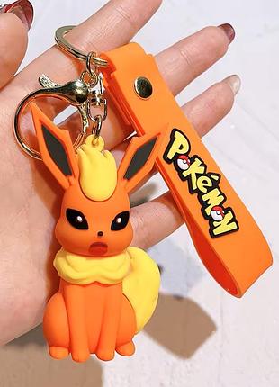 Силіконовий брелок фігурка покемон флареон pokemon flareon на сумку рюкзак для ключів