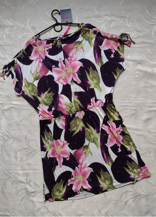 34 коротки 130623/ simply-be коротка плаття  баклажани лілії 3