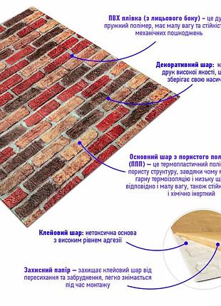 Самоклеюча декоративна 3d панель 700х770х3мм катиринославська цегла (047-3) sw-00000695 2