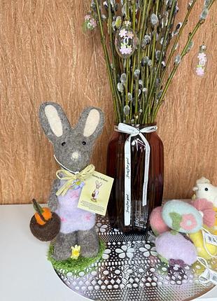 Фетровий, великодній кролик , зайчик , великодній декор, прикраси на великдень