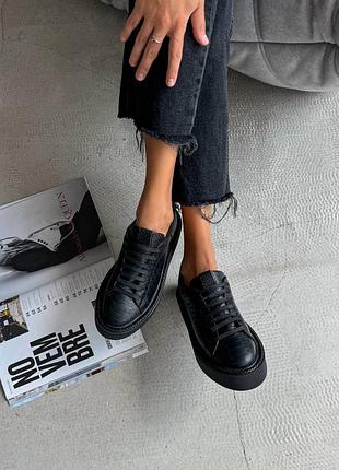 Кеди 10596, р.36,37,38,39,40, натуральна шкіра, чорний