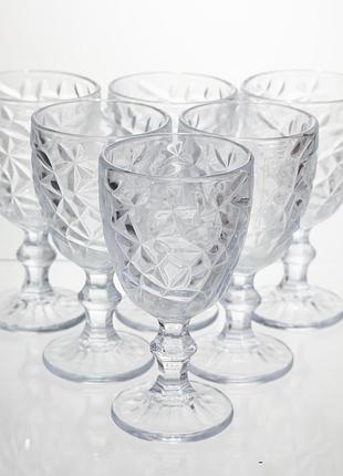 Набор бокалов для вина 6 штук 240 мл винные бокалы на ножке стеклянные фужеры для вина подарочные hp-19-166