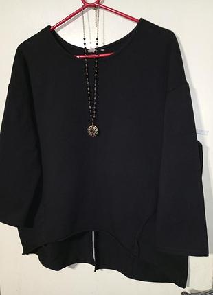 Итальянская натуральная трикотажная блузка-свитшот с удлиненной спинкой батал-оверсайз wendy trendy