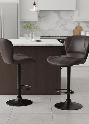 Барний стілець 2 шт costway dantes loft коричневий: зі спинкою, обертається, регулюється по висоті, до 150 кг