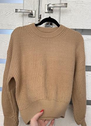 Бежевий теплий светр cropp xs