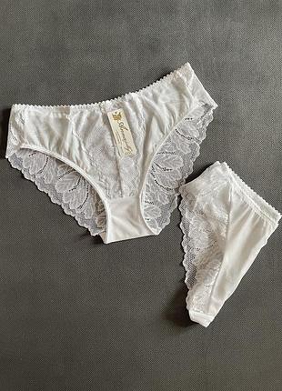 Труси білі мереживні сліпи високі