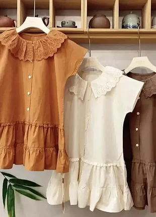 Красивое детское платье с рюшей (молочный)