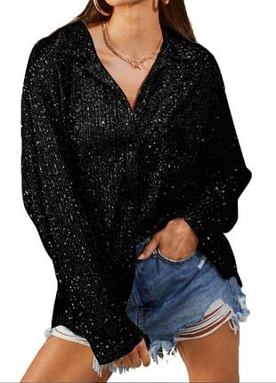 Блузка в пайетки,черного цвета.