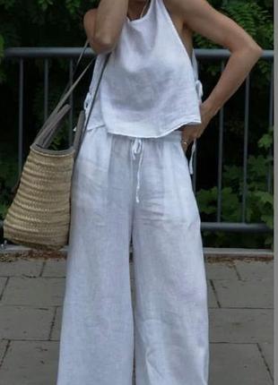 Широкие штаны, брюки палаццо оверсайз 💯% хлопок, размер м