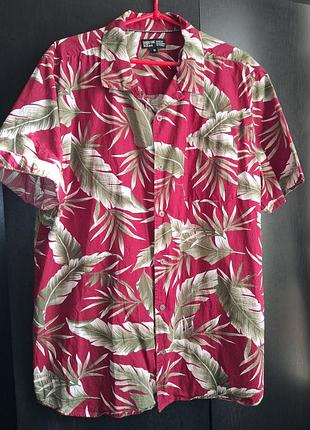 Рубашка гавайка красная принтованая бренда sandstone &amp; co.men p.xl