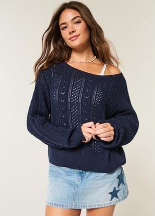 Стильний жіночий светр ажурної вʼязки. розмір м