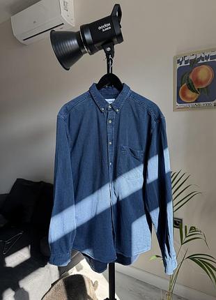 Сорочка чоловіча синя pull&bear денім