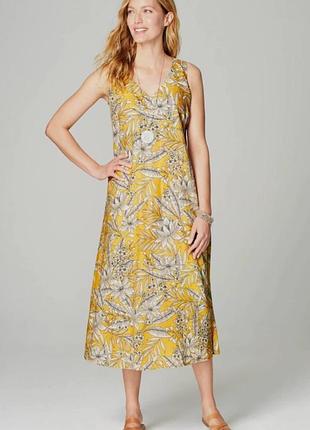 Женское льняное платье в цветочный принт