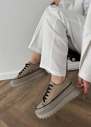 Кеди 11112, р.36,39,40, структурований текстиль+шкіра, без