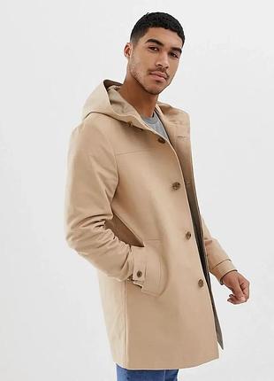Дощовик пальто куртка плащ водо/вітро непроникний/водостійкий тренч asos design stormmax™ вільного крою кольору каменю кемел беж з каптуром