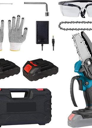 Мини-пила аккумуляторная big red torin 4", портативная, для сада, обрезки веток, синяя