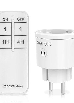 Радиоуправляемая розетка greensun с пультом ду и таймером (1 розетка + 1 пульт) — дистанционное управление 3600 вт