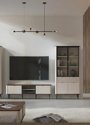 Комод marly reg 7 (160 см) кашемир/орех – стильный комод для гостиной с металлическими ножками и доводчиком 3
