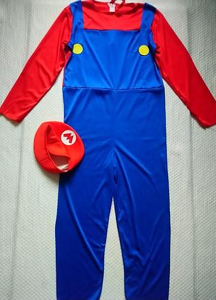 Карнавальный костюм косплей супер марио super mario с кепкой m /l размер