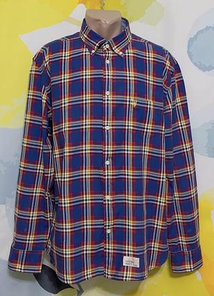 Чоловіча сорочка marc o’polo madras 100% тонка бавовна розмір xxl (45-46)