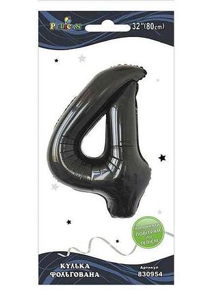 Кулька фольгована цифра 32 (80 см) 4 чорна тм pelican