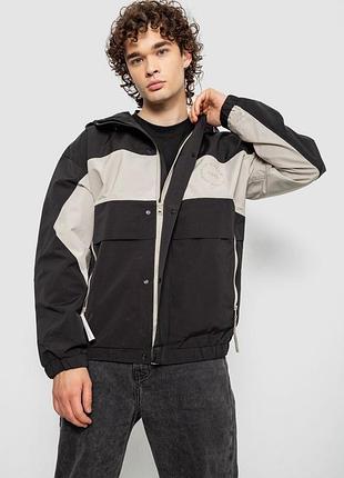 Ветровка мужская с принтом, цвет черный, 214r603-1