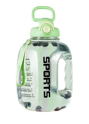 Легкая бутылка sports для воды из пищевого пластика 1600 мл. зеленая