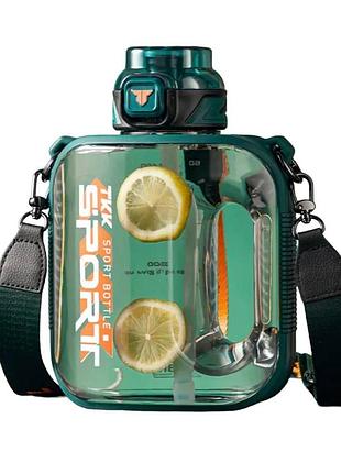 Пляшка tkk sport для води 2100 мл із безпечного тритану. зелений