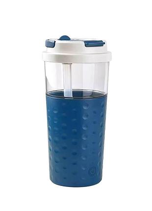 Электрический аккумуляторный шейкер 500 мл с usb зарядкой синий