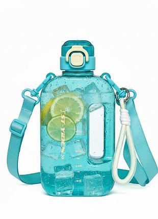 Бутылка st-yiben для воды из bpa-free пластика 750 мл. с ручкой. бирюзовая