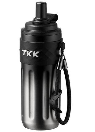 Термос tkk 500 мл з соскою для походів і активного способу життя срібна темна