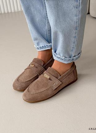 Лофери жіночі кашемір замша / жіночі бежеві лофери з натуральної замші / замшеві лофери беж