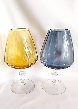 Бокал 500 мл кольорове скло фужер богемія