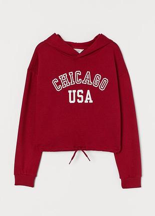 Укороченная толстовка худи chicago от h&amp;m оригинал