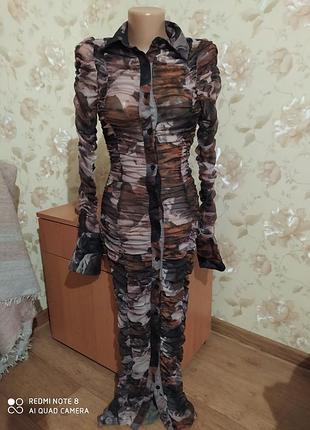 Гламурное платье халат сетка