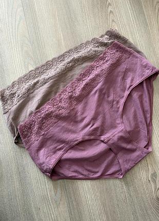 Бавовняні трусики з мереживом набір 2 шт tu