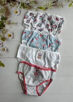 Трусики сліпи на дівчинку мікс котики/феї (набір 4 шт.) primark р.92 (1-2 роки)