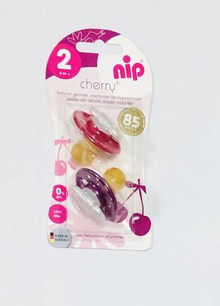 Пустушка "cherry", латекс, № 2 (6+ міс), 2 шт, тм "nip"