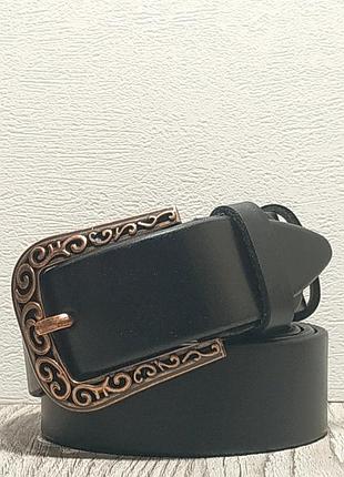Ремінь жіночий шкіряний 3.5 см з вінтажною пряжкою