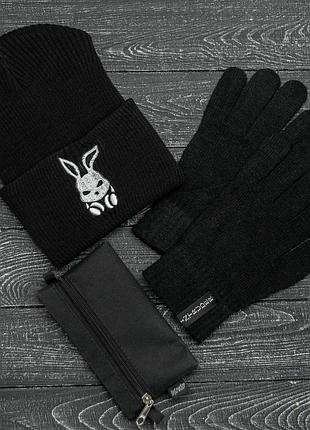 Чоловіча шапка fila (філа) чорна, зимова