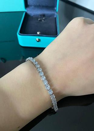 Тиффани браслет "дорожка" с крупным цирконием / упакован в мешочек tiffany