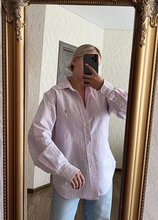 Оригінальна рожева сорочка у смужку ralph lauren оригінал 🌸