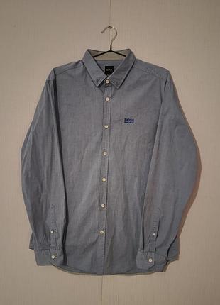 Мужская рубашка hugo boss regular fit stretch. размер - l, идеальное состояние. рубашка хьюго босс
