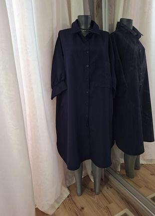 Стильне з кишенями та розрізами з боків плаття 👗 сорочка великого розміру