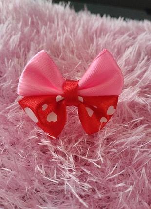 Бантик на резинке для косичек красный розовый
