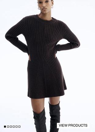 Вʼязана сукня h&m тепла сукня з вовною шоколадного кольору h&m жіноча сукня h&m