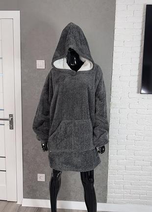 Плюшеве домашнє худі на білій волохатій підкладці brentfords ohs one size
