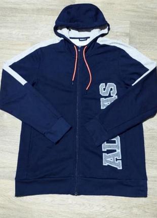 Чоловіче худі adidas на блискавці розмір l синій із принтом