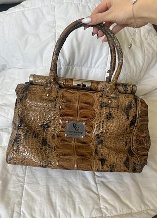 Шкіряна сумка саквояж італія di gregorio клатч