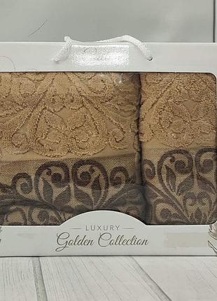 Набір рушників для лиця та бані в коробці 2 шт на подарунок бавовна махрові туреччина.